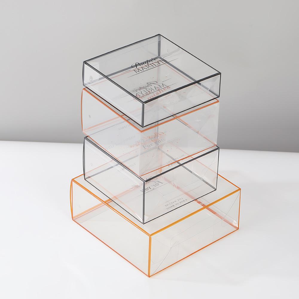 WTEMPO 10pcs Transparent Packaging Boxes Clear Plastic Portable Foldable Cake Boxes Durable Presentation Boxes for Candy and Desserts