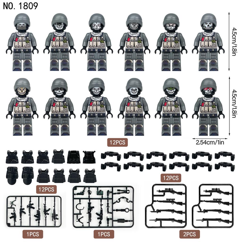Military Ghost Squad Building Blocks – Special Forces Soldier Mini Figures, DIY Tactical Army Toys with Equipment