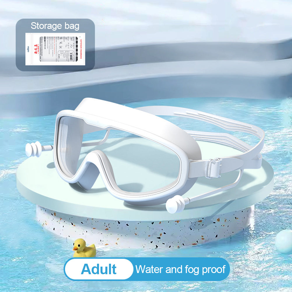 Large Frame Swimming Goggles with Earplugs for Kids High Quality Children's Antifog Swim Pool Glasses Waterproof HD Swim Eyewear