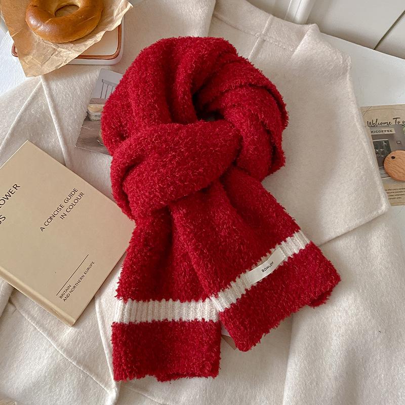 

Fashion Winter Warm Wool Blend Scarf Soft Pure Color Thickened Warm Couple Wool Scarf Blanket Versatile Female Scarves One Size
