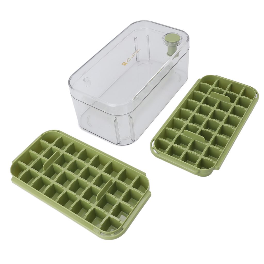 Ice Cubes Tray Easy Release 64 Grids Large Capacity 2 Layer Ice Maker Mould with Lid Bin Scoop for Cocktail Coffee