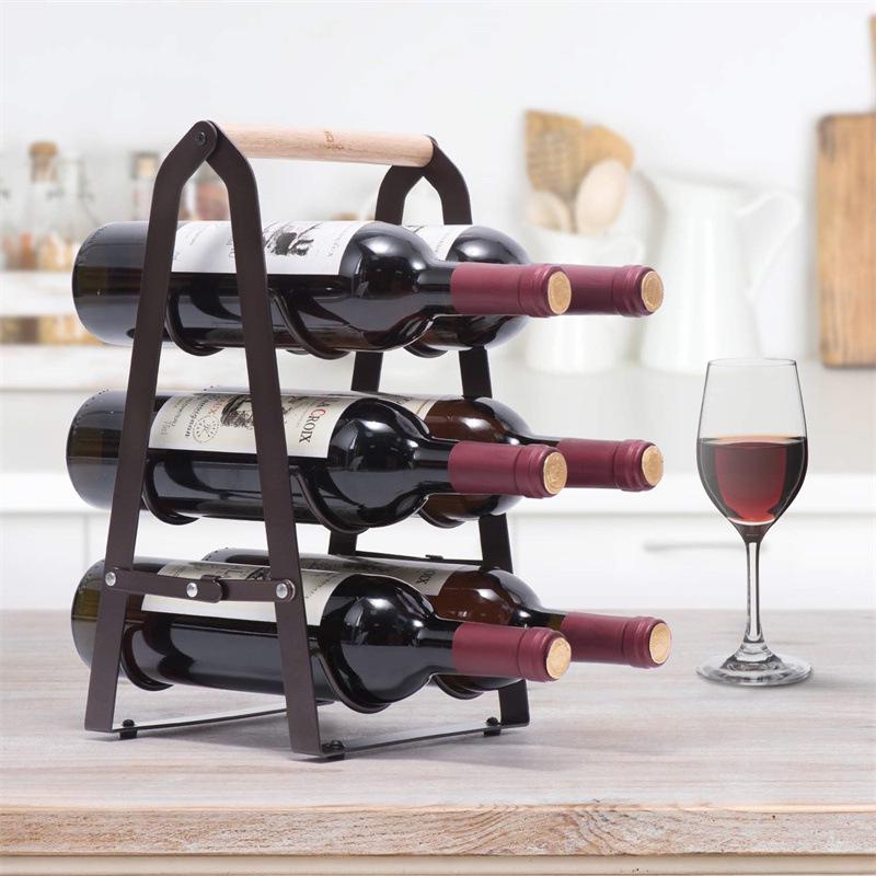Foldable Iron-Wood Desktop Wine Rack & Storage Shelf