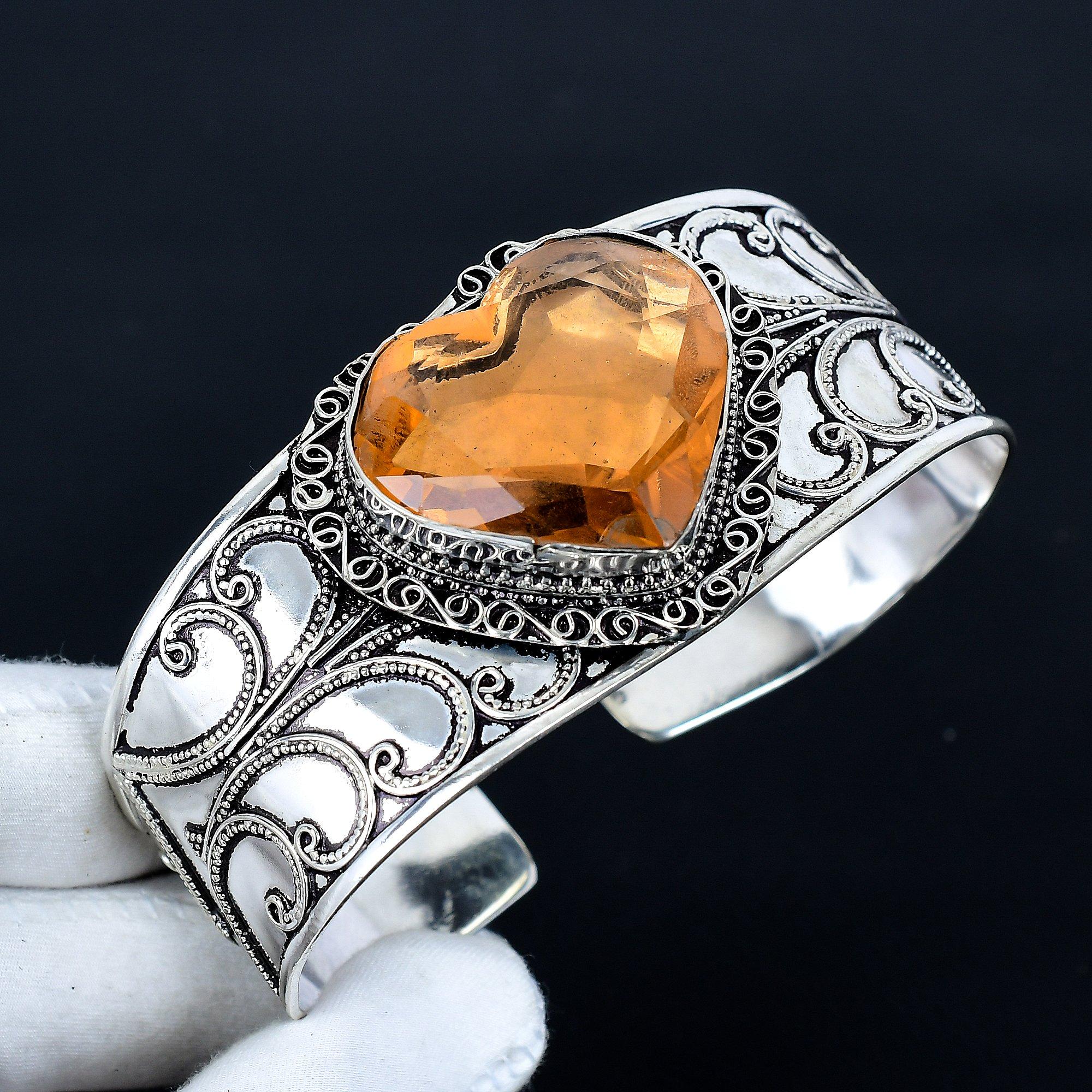 

Morganite Heart Gemstone Bracelet, Bangle Adjustable Bracelet, 925 Sterling Silver Jewelry, Engagement Gift, Morganite Bracelet Wadding Gift Adjustable оранжевый