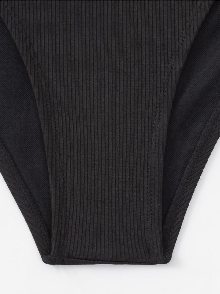 Ribbed Triangle Cup Tie Side Sexy Bikini Swimsuit Fashionable For Summer Holiday