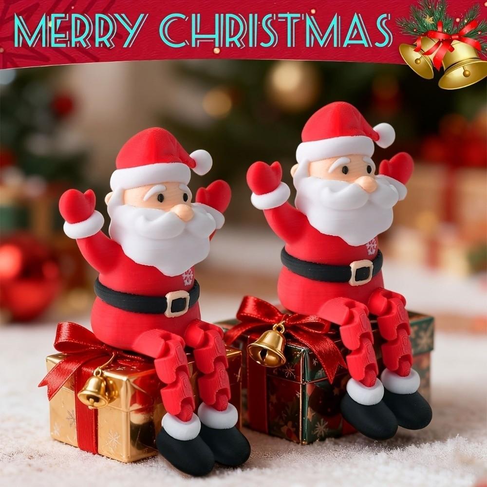 3D Printed Movable Santa Claus Figurine Cartoon Gnome Santa Figure Christmas Figurine Home Decor