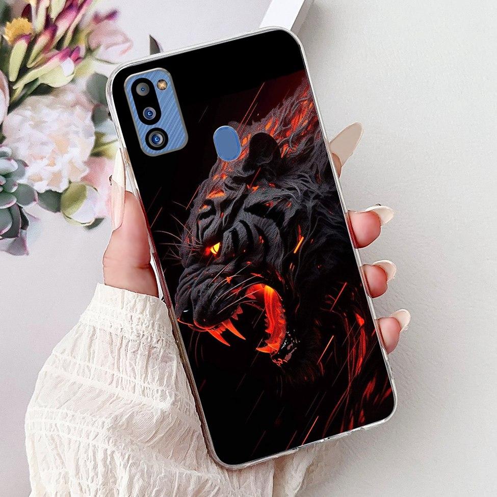 For Samsung M21 2021 Case Clear Fashion Cute Cat Cool Luxury Painted Soft Funda For Samsung Galaxy M21 2021 Back Cover SM-M215G