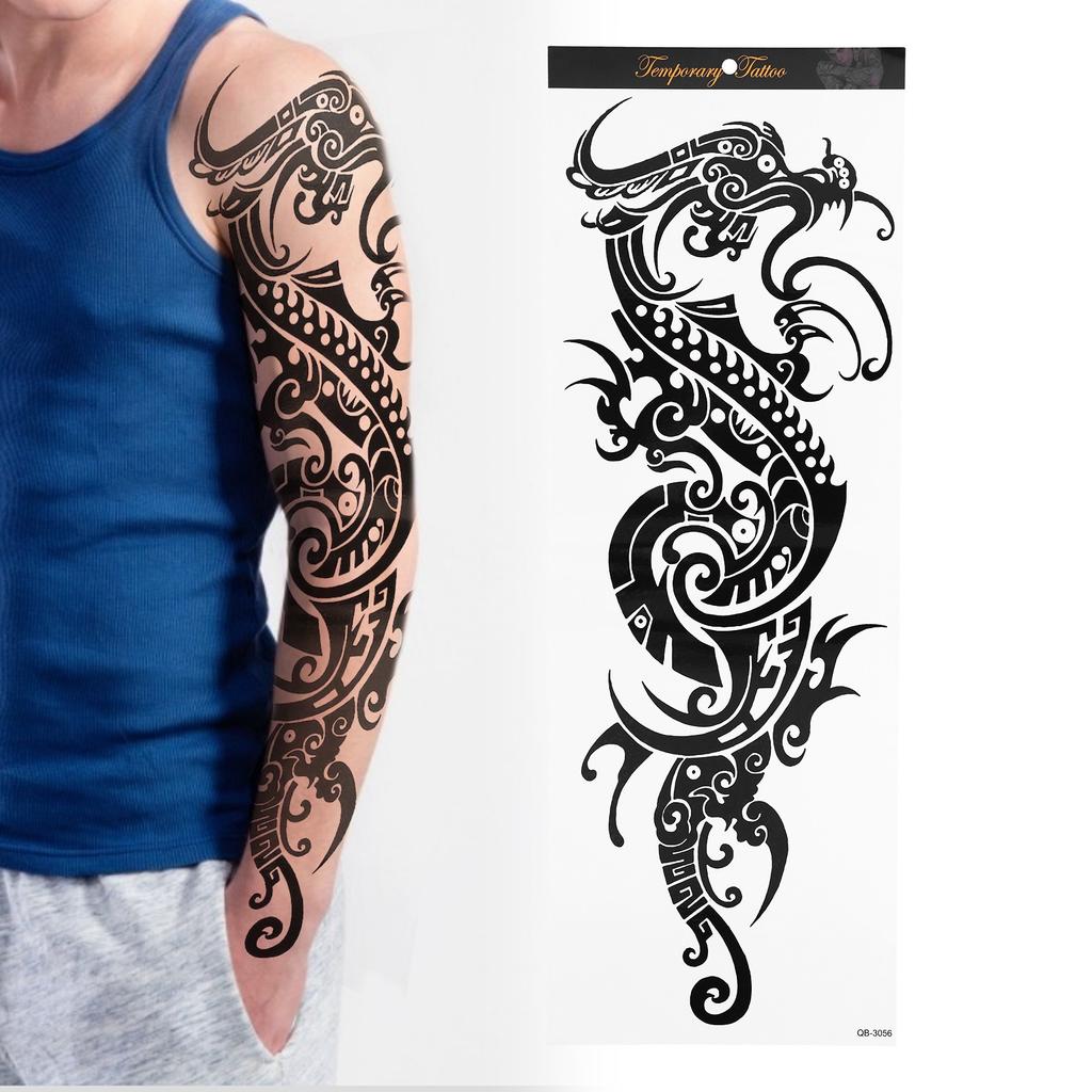 6pcs Full Arm Waterproof Temporary Tattoos 6pcs Half Arm Shoulder Tattoos for Men Women