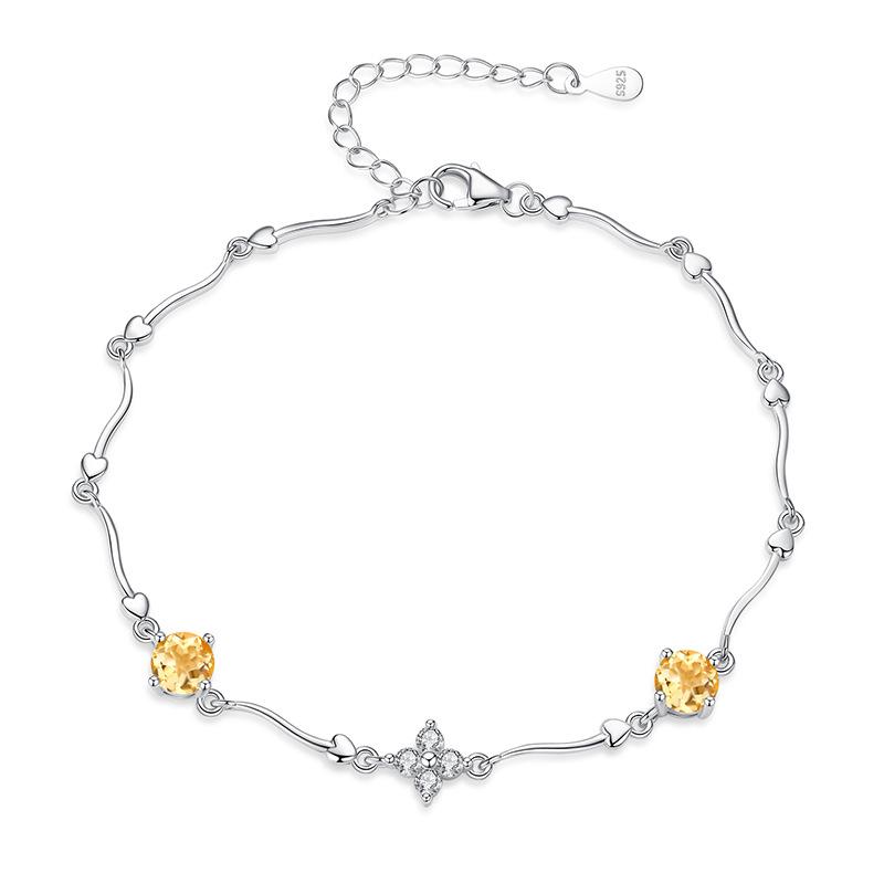 S925 sterling silver bracelet women's natural crystal stone hand jewelry Valentine's Day gift for girlfriend