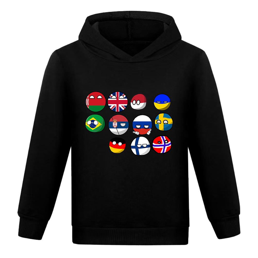 Kids Polandballs Countryballs Cartoon Hoodie Funny Girl 3D Printed Kids Sweatshirts Boys Trendy National Balls Pullovers