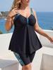 Grote Mat Blauwe Tankini met Rok voor Dames