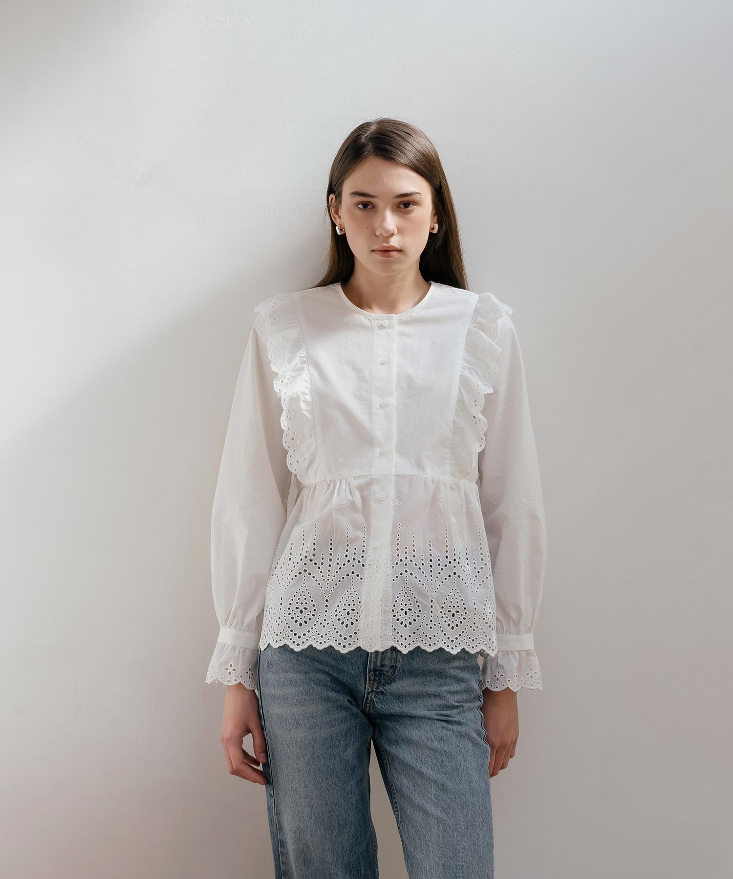 Unis White Lace Trimmed Shirt White