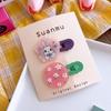 2pcs korean geometric hairpin rainbow color-block girl bangs side clip cute cartoon girl hairpin headwear