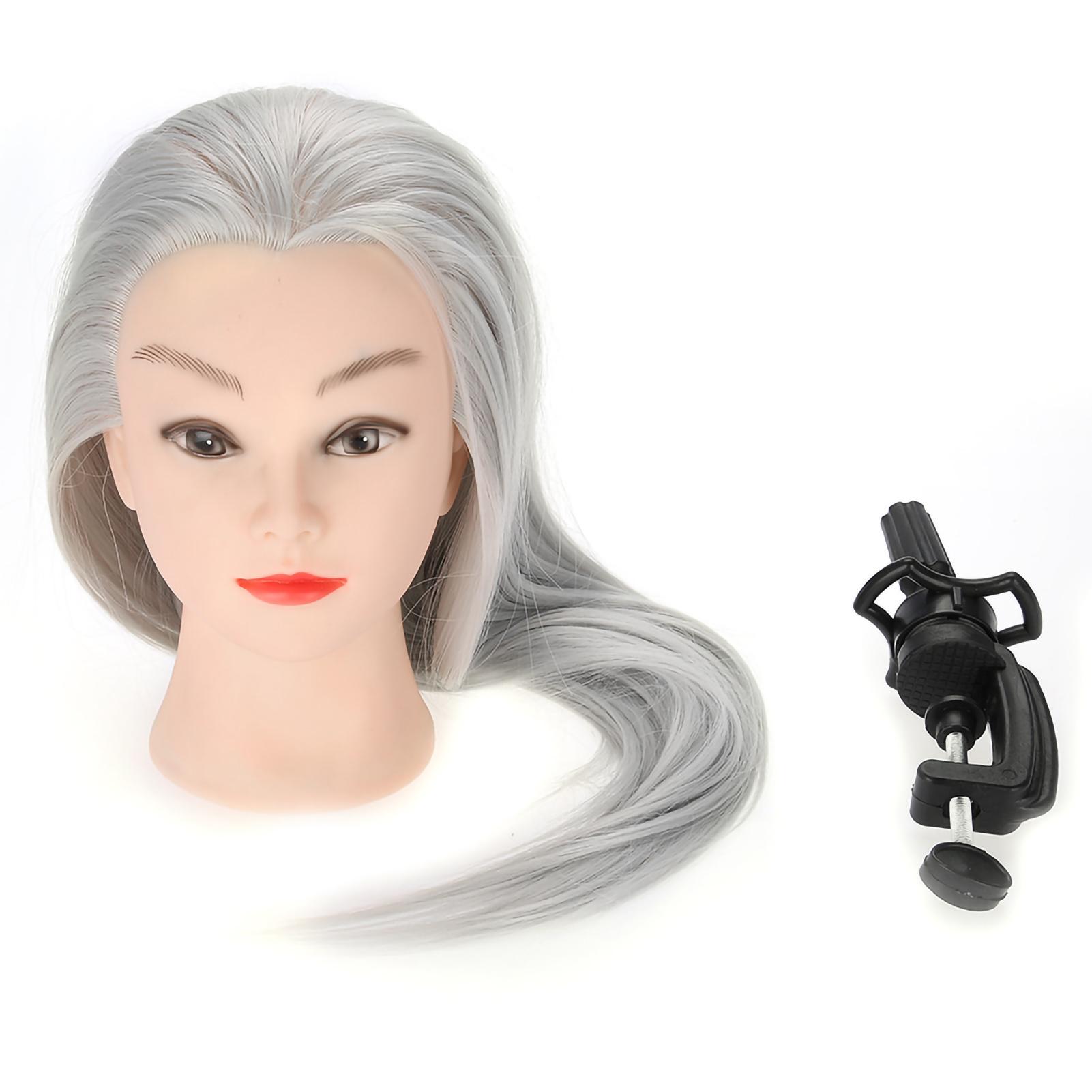 2 Colors Practice Head Mannequin Dolls Hair Salon Cosmetology Hairdressing Tool Light Gray bianco