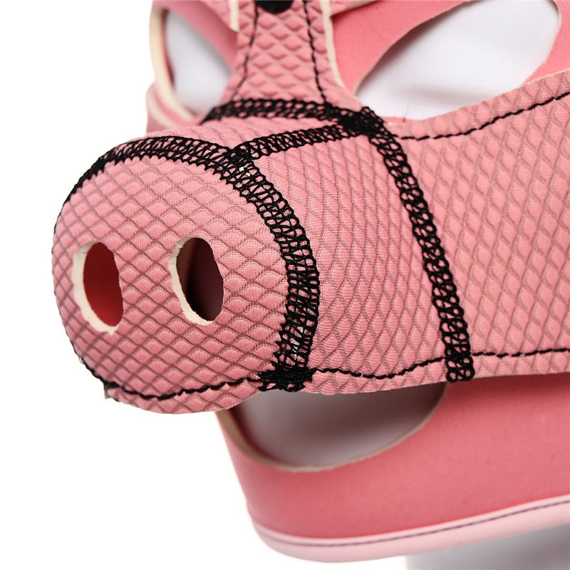 Neoprene Pink Pig Mask Hood  Fetish Costume Pet Play