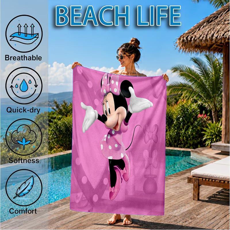 Mouse Couple Artwork Printed Microfiber Beach Towel, Soft And Absorbent, Quick-Dry, Ideal for Summer Travel, Beach Essential, Swimming Pool
