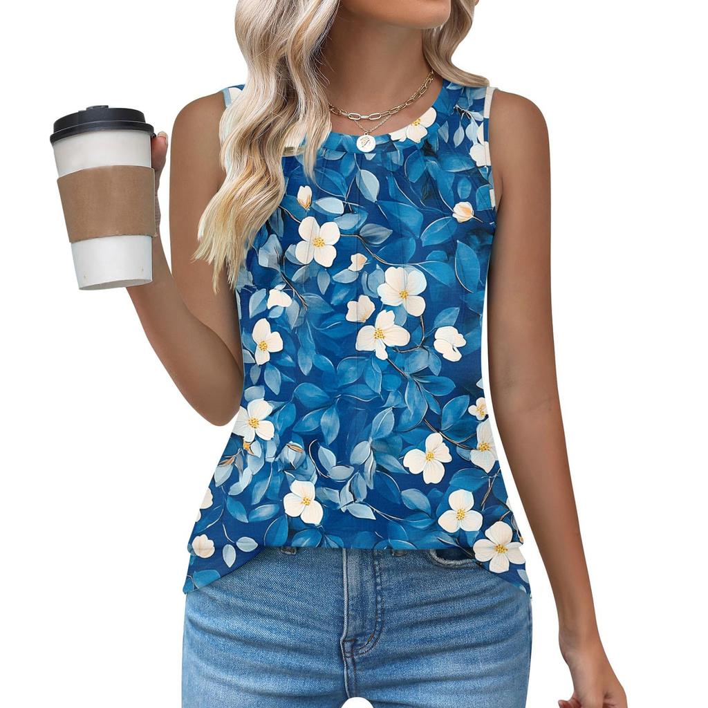 Womens Casual O Neck Loose  Sleeveless Top T-shirt  Summer Tank Tops For Women Tank Camisole Sleeveless Basic Tops