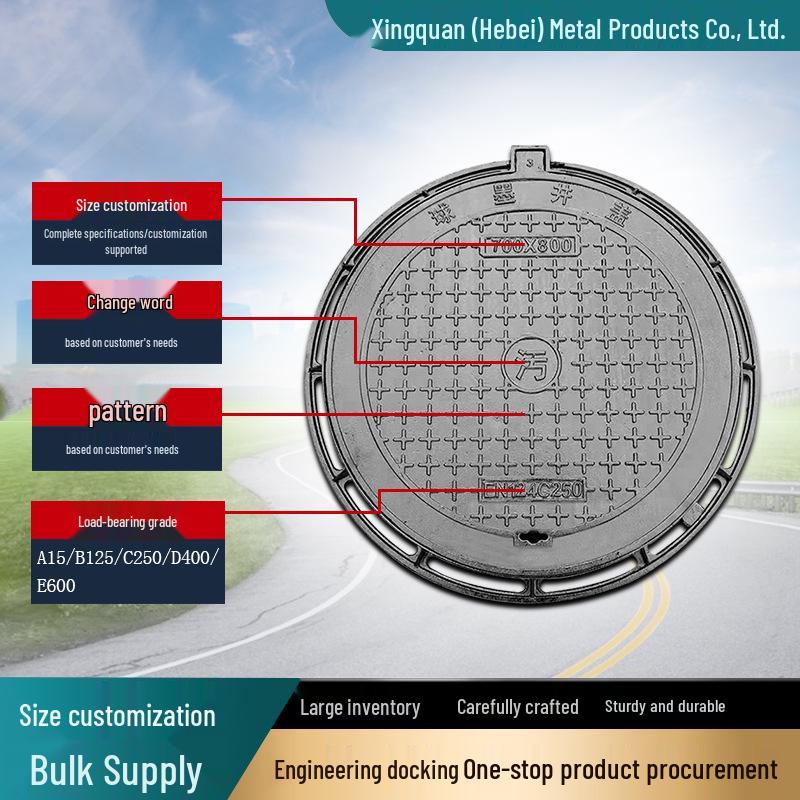Heavy Duty Cast Iron Ductile Manhole Cover with Seat for Sewer, Rainwater, Sewage, and Valve Wells
