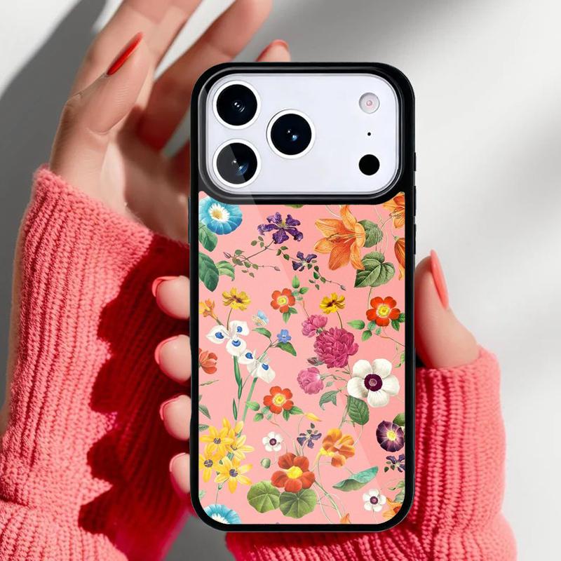 Vintage Leaves Flower Phone Case for iPhone 17 Air 16e 15 14 13 Pro Max Back Cover for 12 11 Pro Coque
