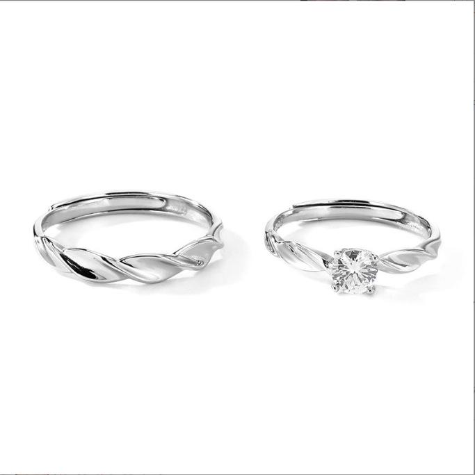 

Кольца для пары в корейском стиле Мёбиуса с цирконами: Простой, роскошный открытый дизайн для мужчин и женщин JZ-047 Men s Ring