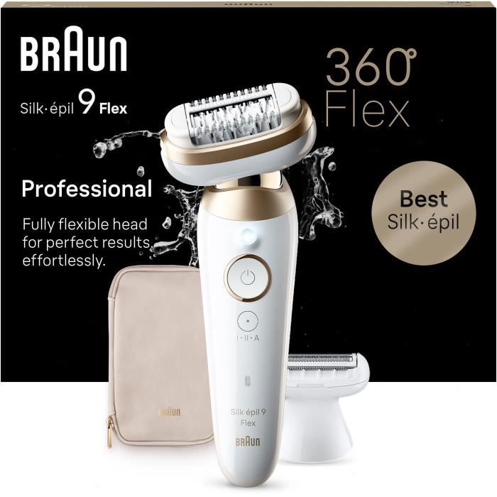Electric Epilator - BRAUN - Silk-épil 9 Flex - Easy Epilation - 9-041 3D - White / Gold
