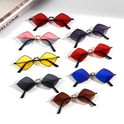 Retro Diamond Shape Sunglasses For Men/Women Trendy Metal Quadrilateral Frame Shades Uv Protection Colorful Lens Sun Glasses