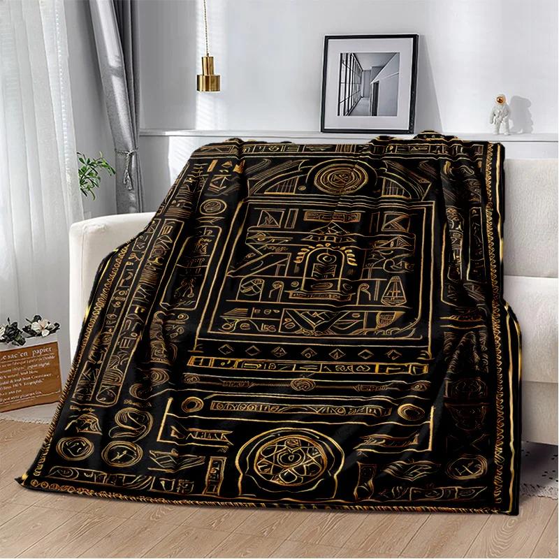 D Egyptian Symbols Throw Blanket Soft Cozy Blanket for Home Bedroom Bed Sofa Kids Room Decor