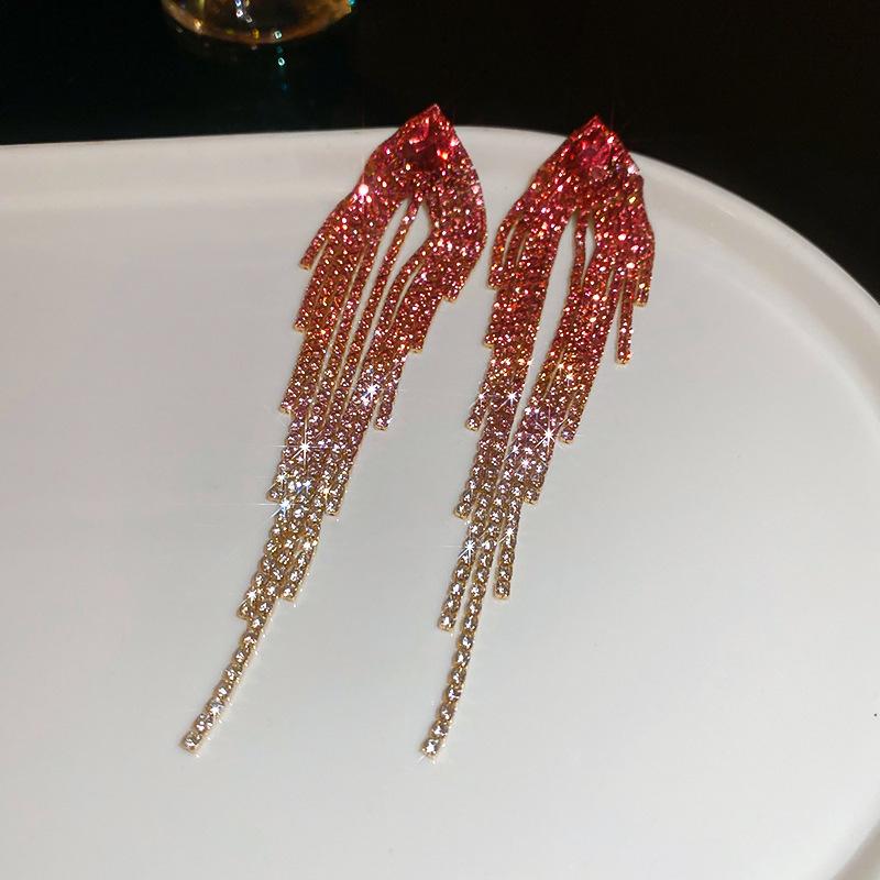 Hochwertige Silbernadel Zirkon Blume Fransenohrringe Europäische und Amerikanische Leichter Luxus Temperament Ohrringe Retro Nischenohrringe