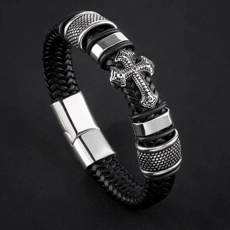 Leather Bracelet Men's Leather Bracelet Trendy Hip-hop Domineering Retro Bracelet