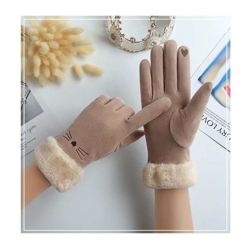 

Fall/winter German Velvet Gloves Ladies Plus Velvet Padded Outdoor Cycling Winter Windproof Warm Touch Screen Gloves. average size