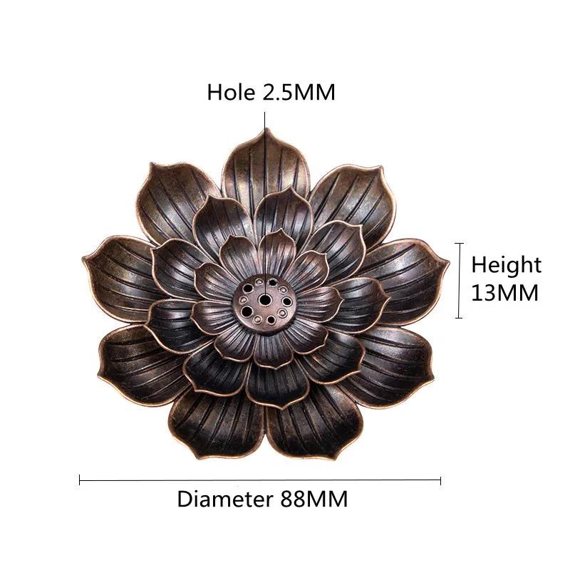 Alloy Lotus Incense Burner Stick Holder Buddhism Zen Line Plate Sandalwood Coil Base Temples Yoga Studios Home Decoration