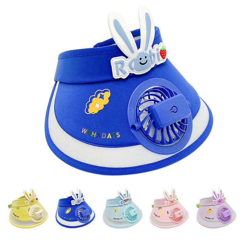 Children's Cartoon Sun Hat with USB Fan – Unisex Wide Brim Summer Protection