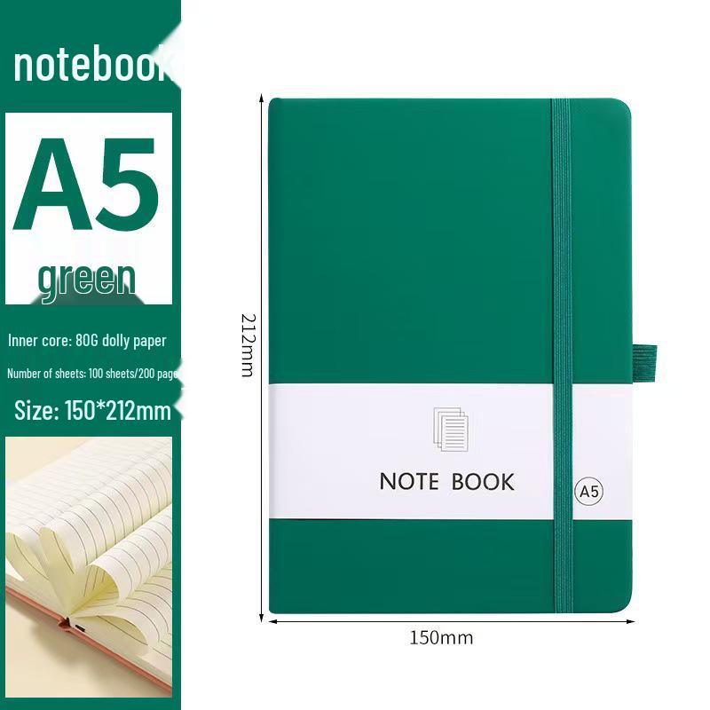A6/A5 Elastic Band Color Pocket Notebook - Leather Feel, Portable Student Memo