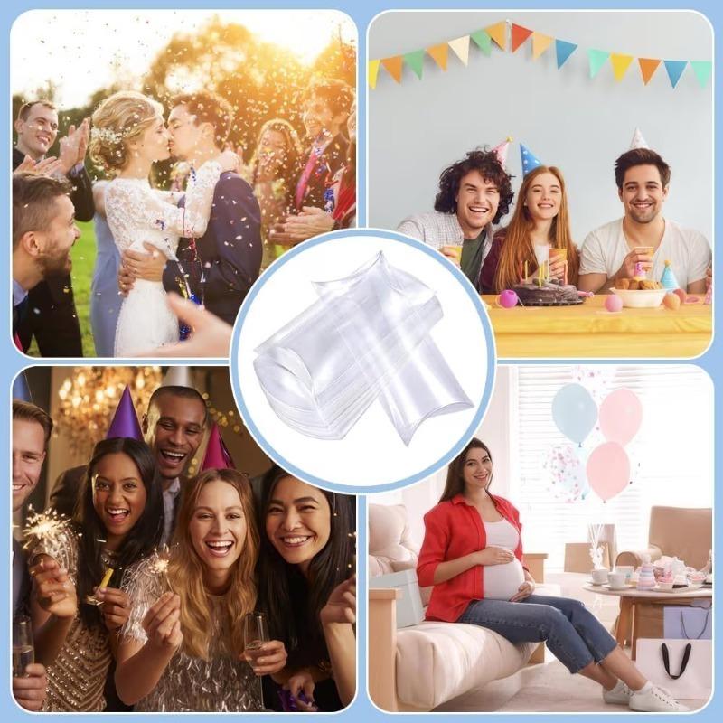 50pcs Versatile PVC Display Box Set Clear Plastic Pillow Favor Boxes Elegant Wedding & Party Gift Packaging Jewelry Display Case