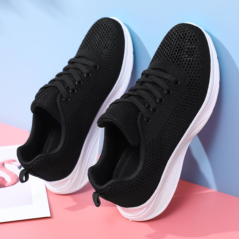 fashion New Women's Sweet Wind Trend Flying Woven Hollow Sports Casual Shoes Fashion Lace-up Mesh Women's Trend All-match Casual Shoes