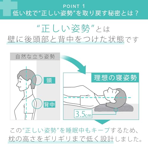This 3.5cm low pillow helps you regain your posture while you sleep. It's a pillow and guide set designed for people who work in front of a monitor fo