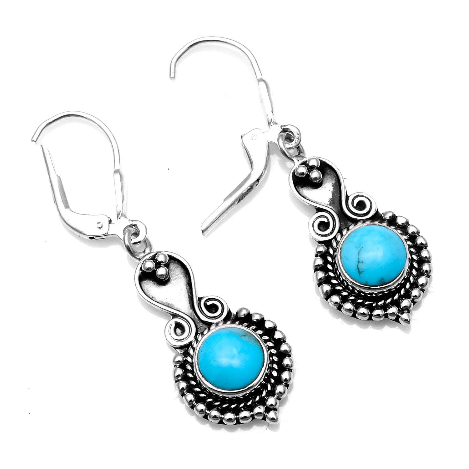 

Turquoise Gemstone Earrings Solid 925 Sterling Silver Handmade Earrings Jewelry Gift For Women And Girls E-1227