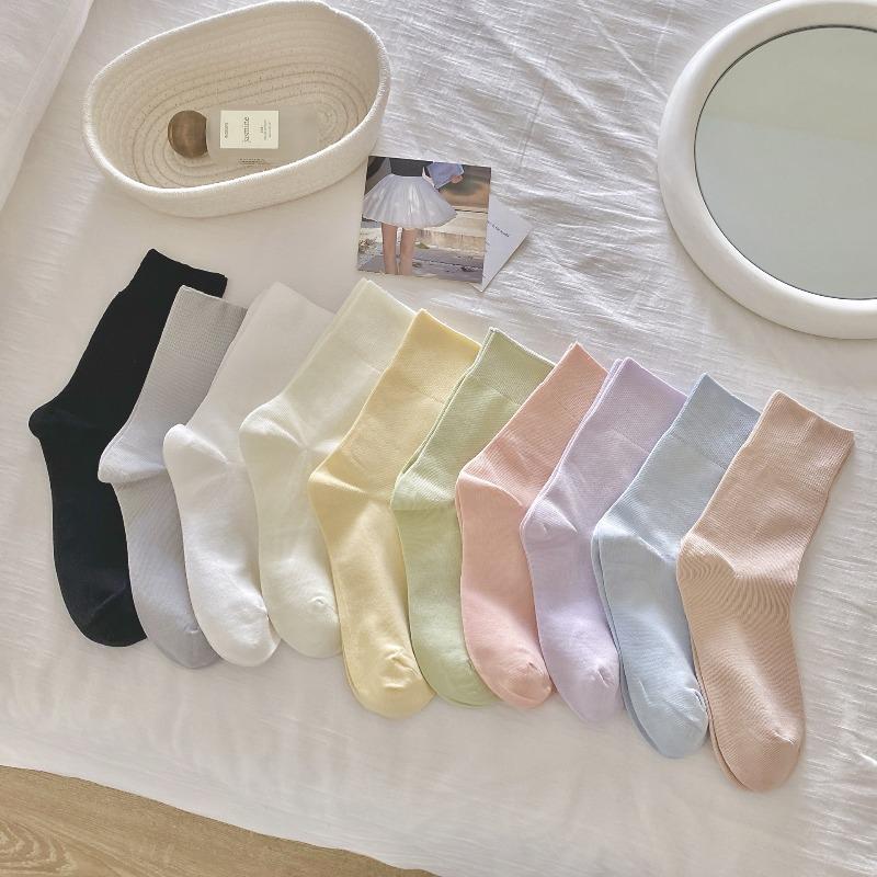 Nicht pillende mittellange Socken für Damen, reine Baumwolle, locker sitzend, Weiß für die Zeit nach der Geburt sowie Frühling und Herbst