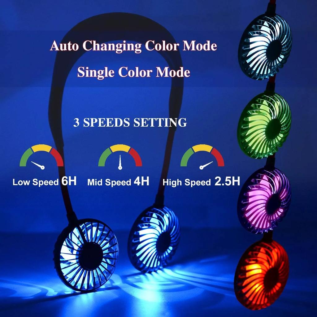 2022 Fashion Power Saving Hand-free Neck Fan Usb Fan Sport Mini Portable Hanging Neckband Fan