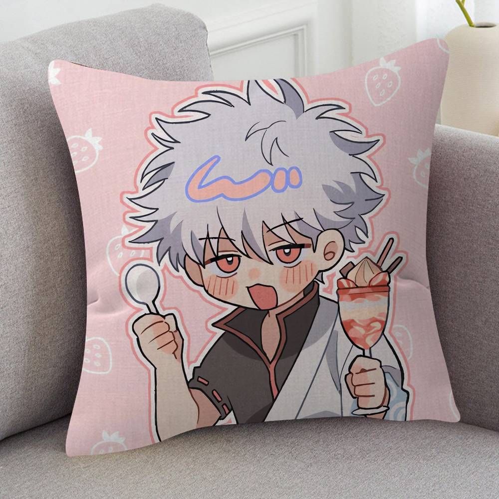 Anime Gin Tama Cartoon Series Square Pillowcase Soft Waist Sofa Cushion Cover Bedroom Room Pillowcase