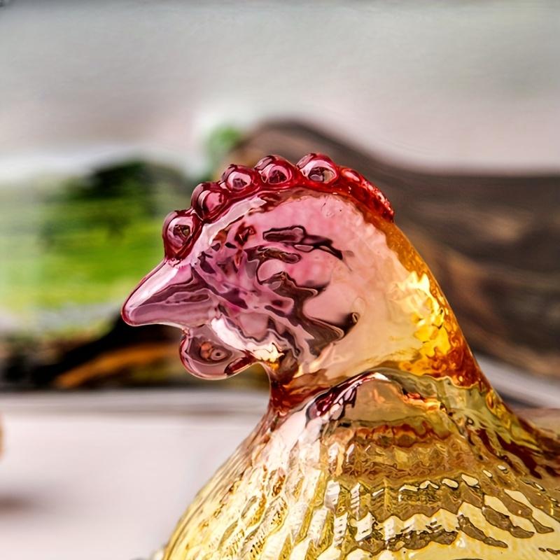 1pc Luxury Crystal Glass Chicken-Shaped Candy Dish , Elegant Tabletop Decor for Office, Home Kitchen , Ideal for Sweets, Snacks, and Cookies