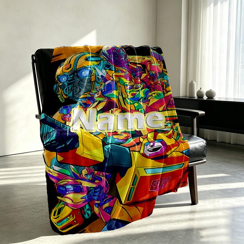 Custom Name Personalized Transformers Print Blanket, Home Decor, Bedroom, Sofa, Camping, Couch, Gifts for Birthday Christmas