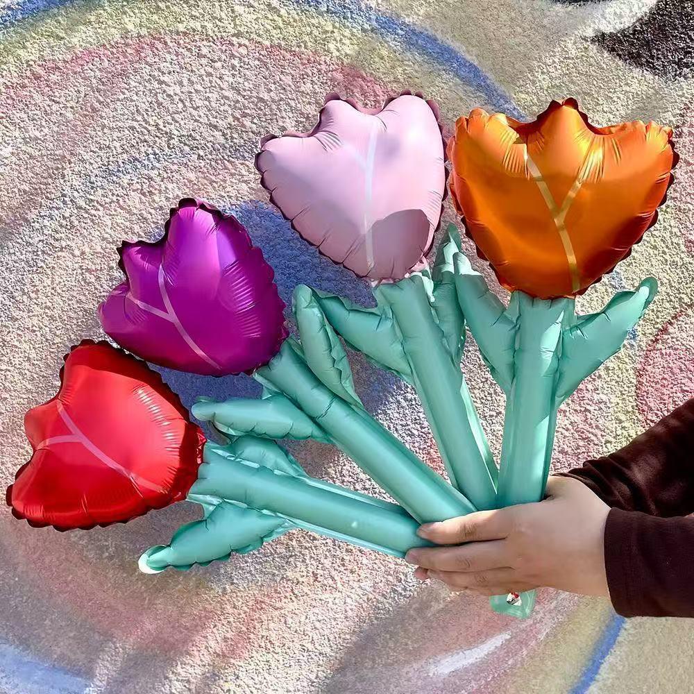 Heart-Shaped Floral Balloons for Mother's Day & Valentine's Day - Perfect for Kindergarten Ceremonies and Mall Gifts