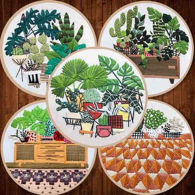 1pc Floral European Pattern Embroidery DIY Fabric Craft Set with Tools
