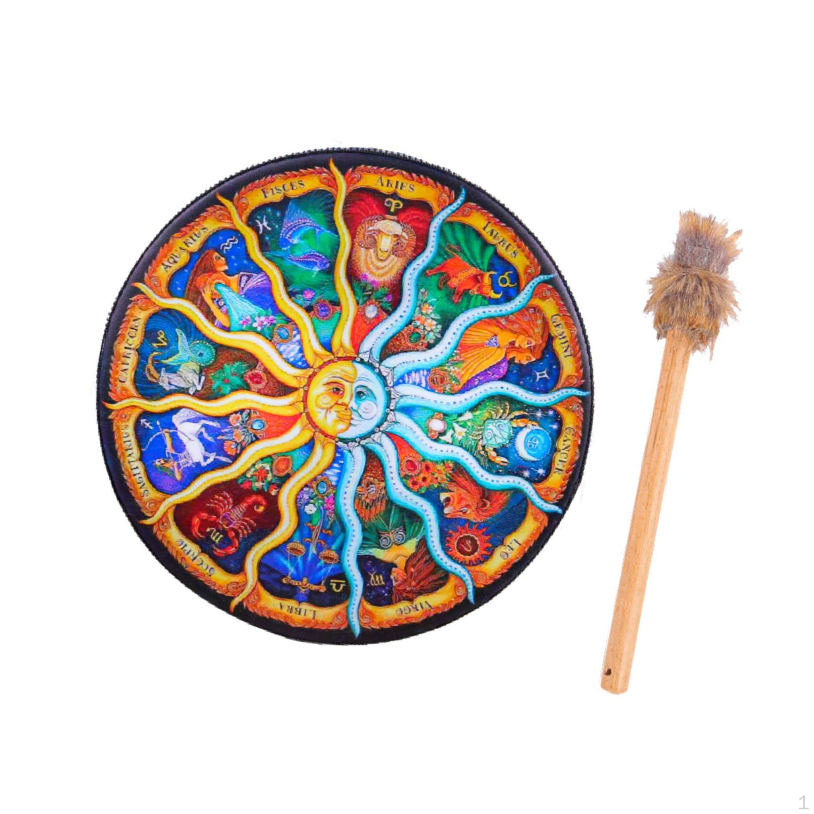 

Shaman Drum Festival Musical Instrument Percussion Prop Wood Body with Drumstick Suitable for TwelveConstellations