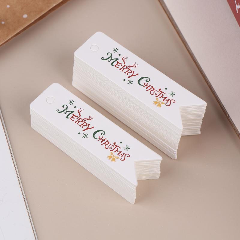 100 Etichette Regalo di Natale Etichette per Regali Festivi con Design Scritta Merry Christmas Etichette Decorative da Appendere