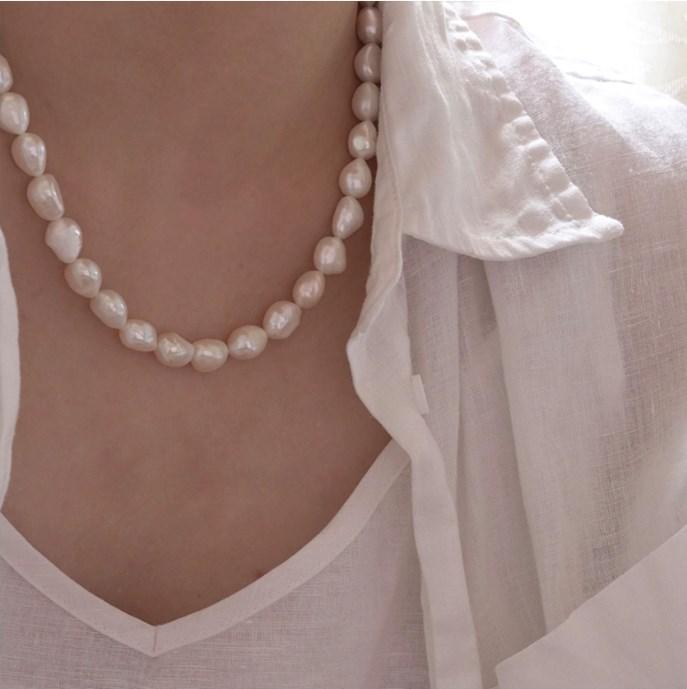 High Quality Trendy Big Baroque Natural Freshwater Pearl 14K Gold Filled Female Chain Necklace  Women Christmas Gifts