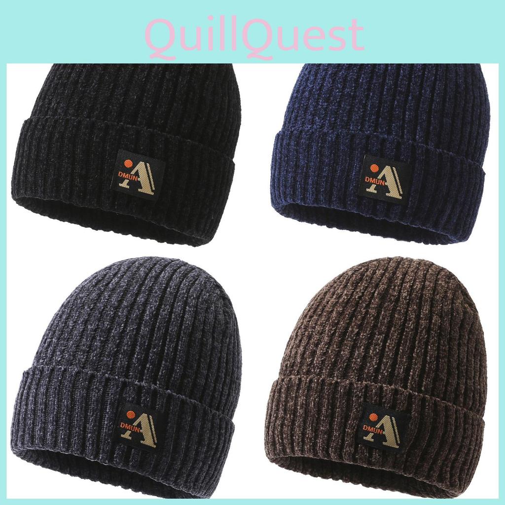 Printing A Letter Beanie Caps Solid Color Knitted Hat Windproof Gifts Fashion