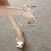 Exquisite Girl~ with Skirt Fashion Sandals Girl 2025 New French One-word Strap Square Head Stiletto High Heels