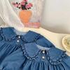 Kayoudo Girls' Denim Ruffle Collar Romper & Dress