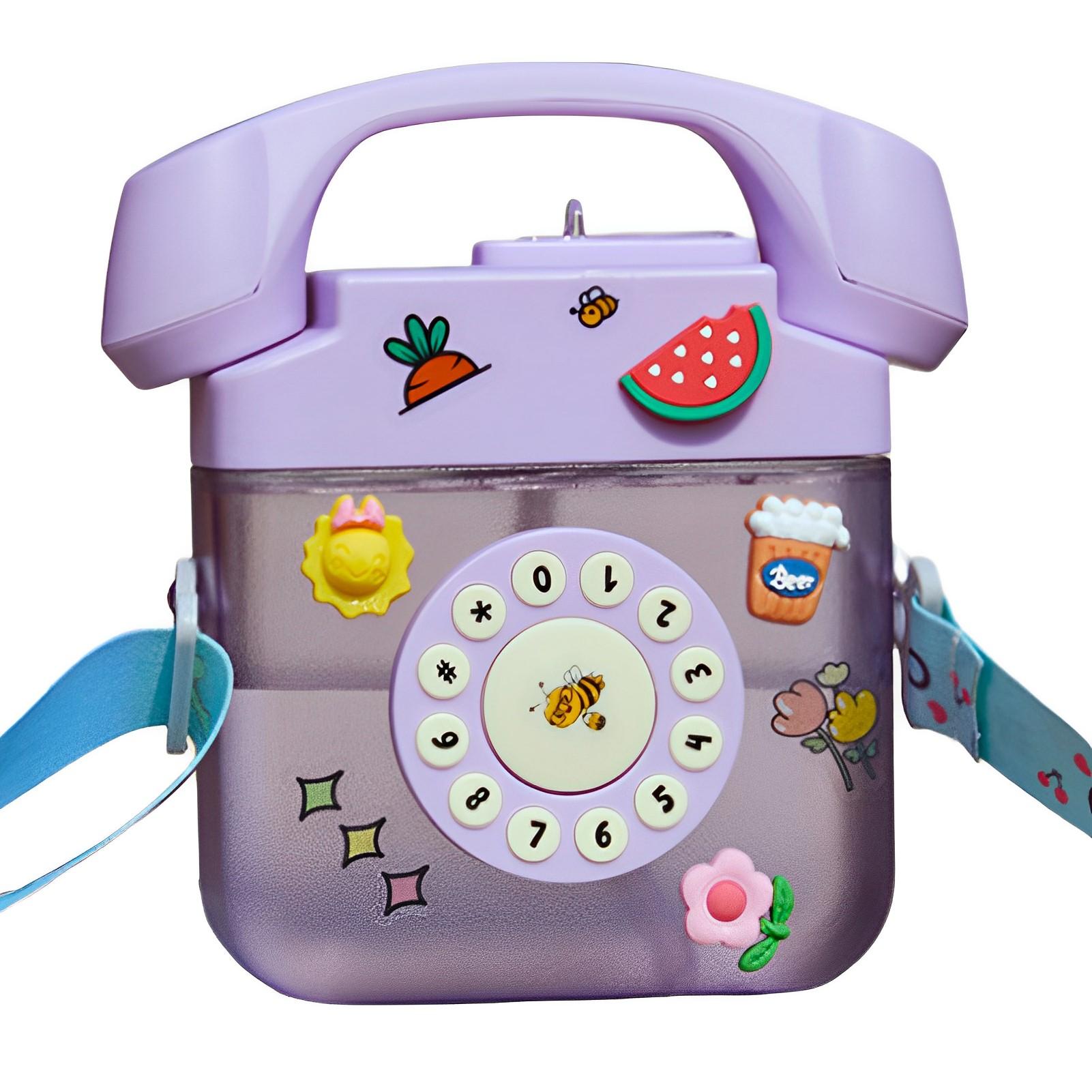 

400ML Kids Water Bottle cute Telephone Shape Bottles with Adjustable Shoulder Strap kettle for Children Adults Sports